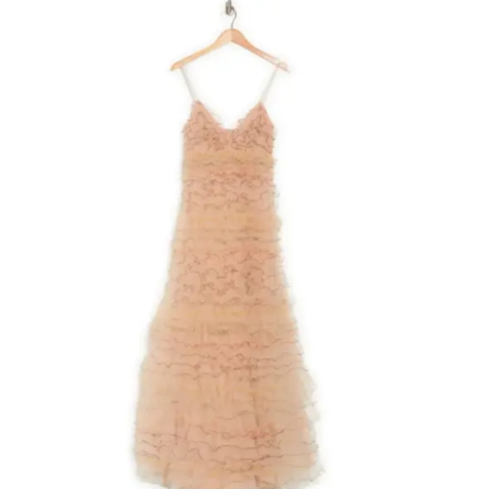 VALENTINO Runway Ricamato Embroidered Tiered Ruffle V-Neck Maxi Gown 44IT 8 US M - Picture 3 of 8